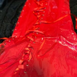 Red long corset dress